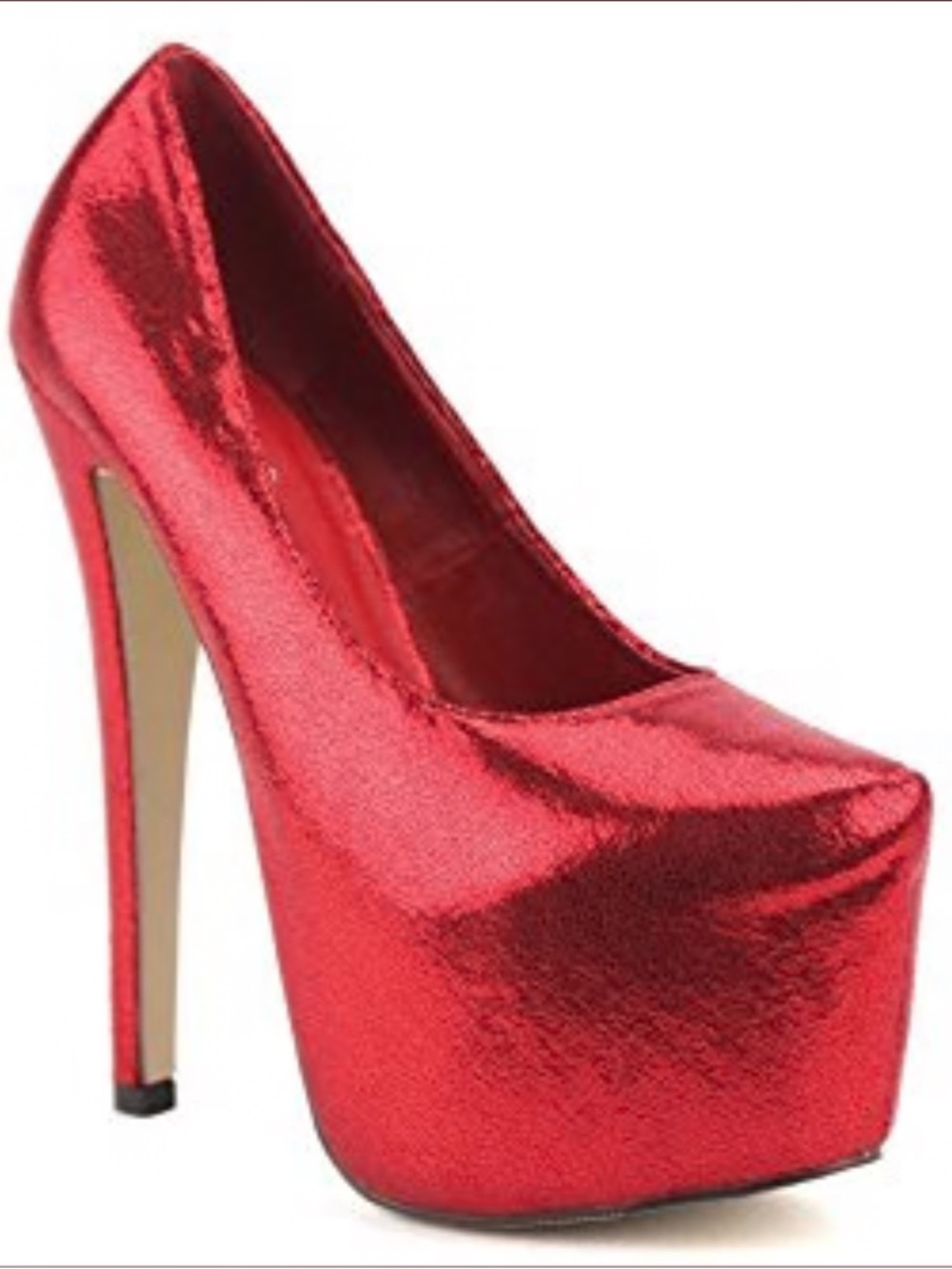 Eye Candie Red Metallic Platform High Heel Pumps Stiletto hidden platform 8.5